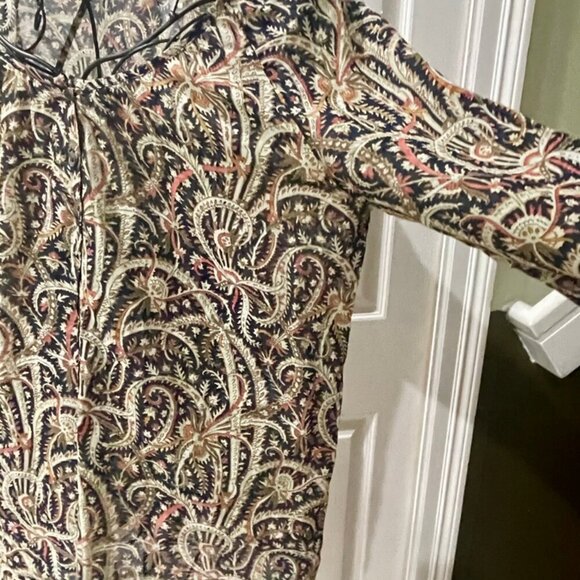 J.CREW BOHOCHIC PAISLEY TUNIC SZ SMALL 100%COTTON BLACK/PINK/BEIGE - Picture 15 of 16